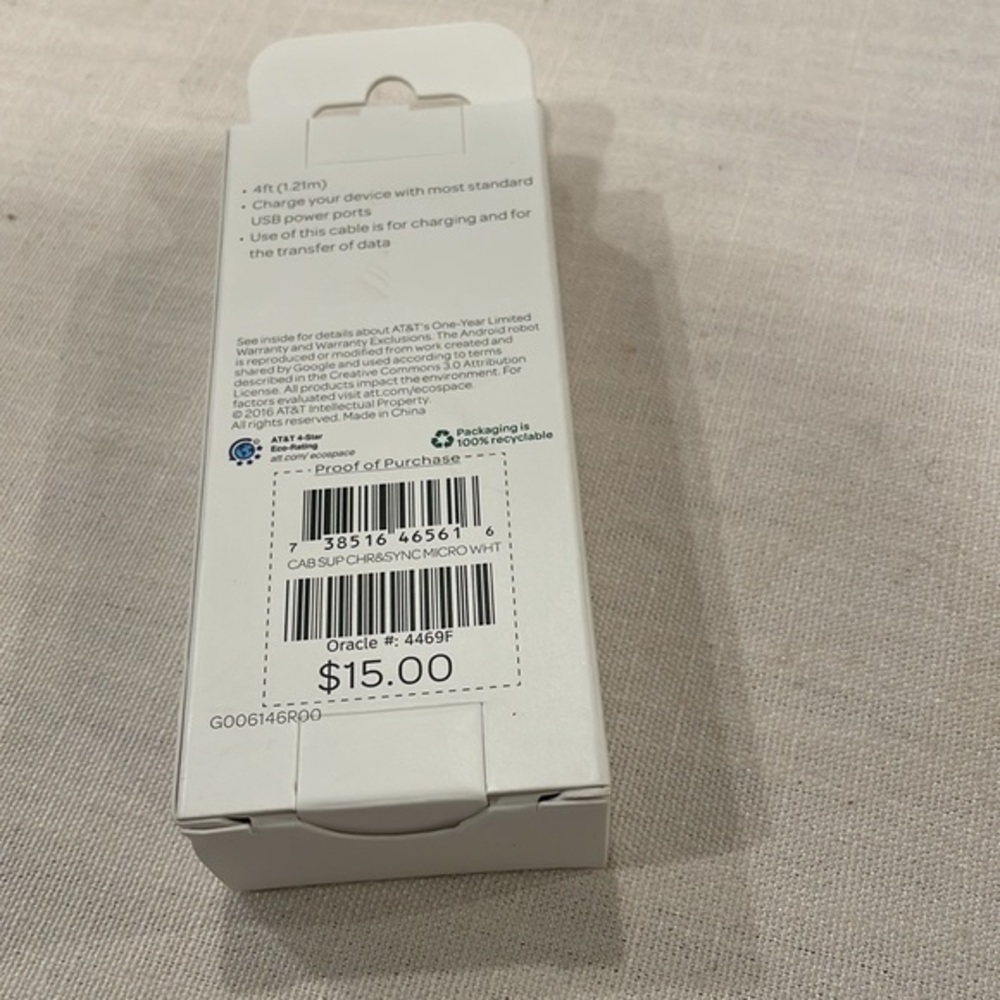 AT&T Cable for Micro-USB White Android Cable - Picture 2 of 2